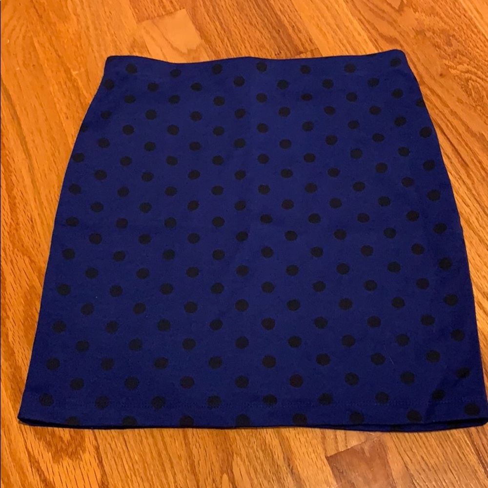 Pencil skirt dark blue with black polka dots